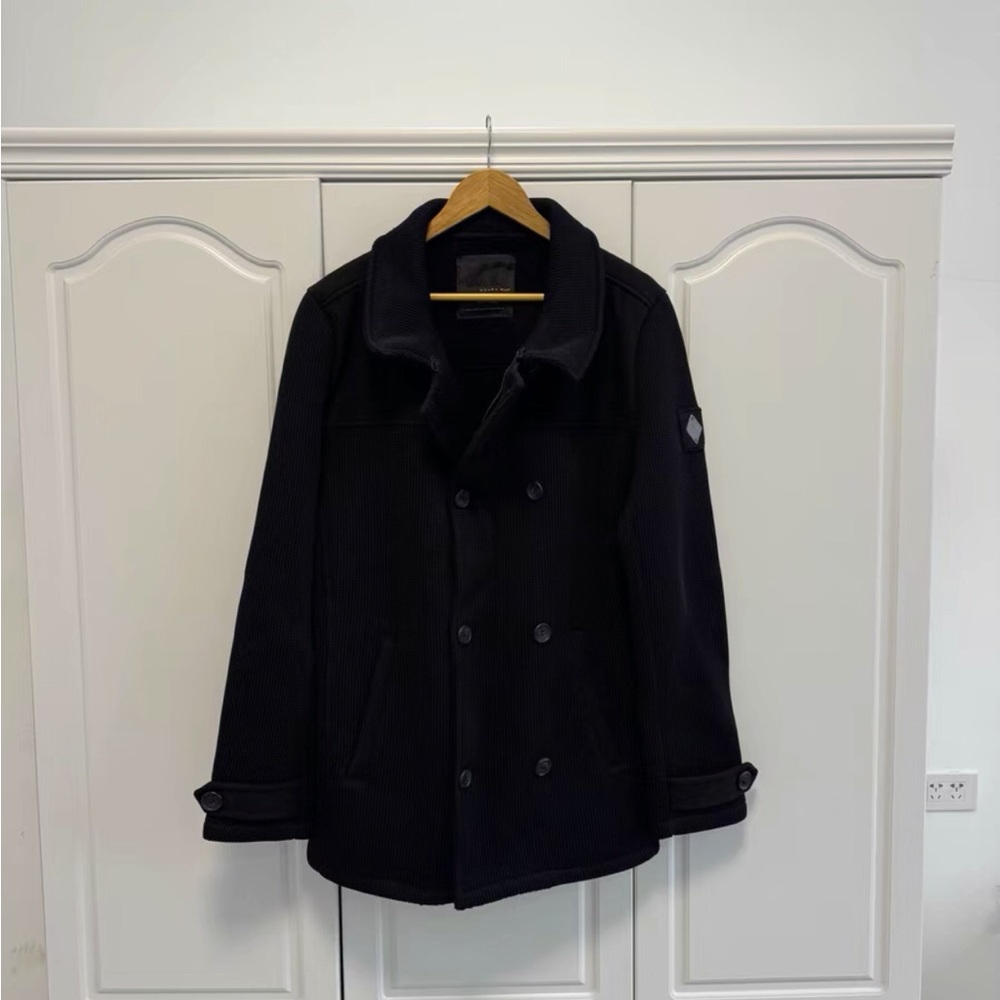 Zara Men's Dark Navy Peacoat